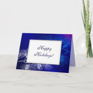 Blue White Pine Custom Holiday Cards