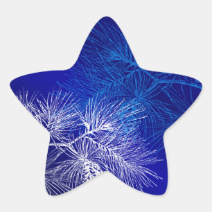 Blue White Pine Pattern Sticker Template