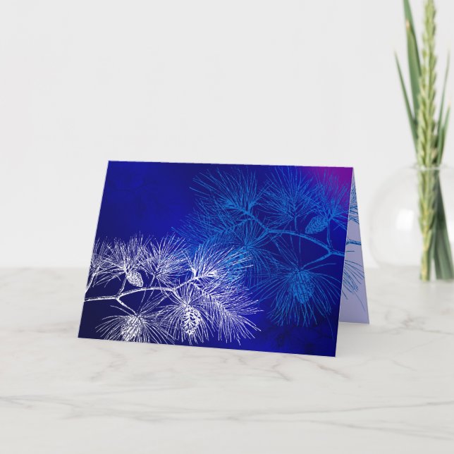 Blue White Pine Vintage Art Card Template (Front)