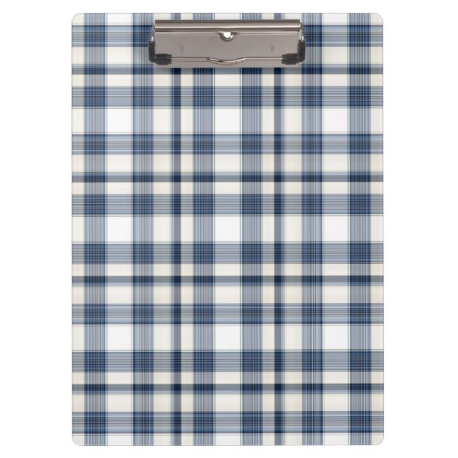 Blue White Plaid 1 Clipboard (Front)