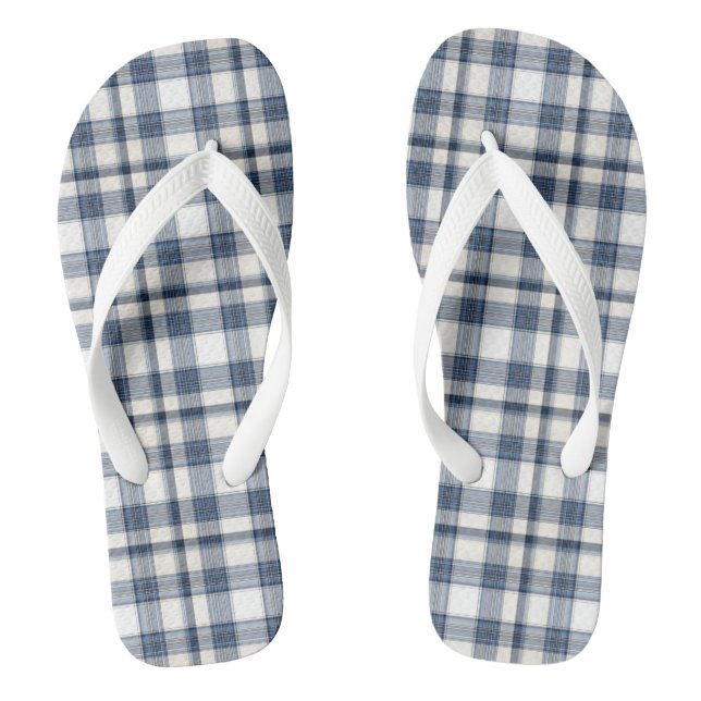 Blue White Plaid 1 Jandals (Footbed)