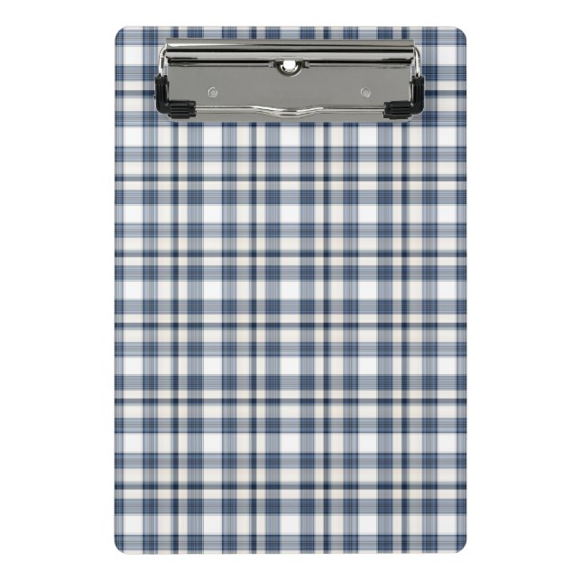 Blue White Plaid 1 Mini Clipboard (Front)