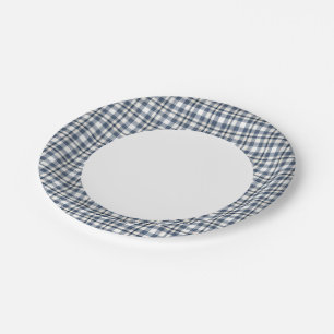 Blue White Plaid 1 Paper Plate