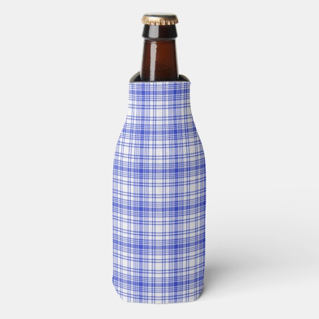 Blue White Plaid 2 Bottle Cooler (Bottle Front)