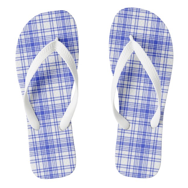 Blue White Plaid 2 Jandals (Footbed)