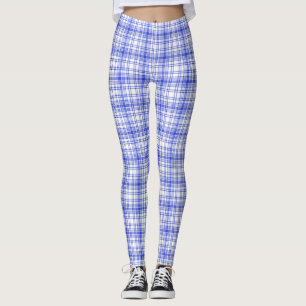 Blue White Plaid 2 Leggings