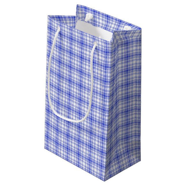 Blue White Plaid 2 Small Gift Bag (Back Angled)