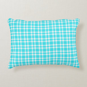 Blue White Plaid Pattern Decorative Cushion