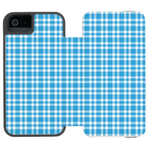 Blue White Plaid Pattern Incipio Watson™ iPhone 5 Wallet Case