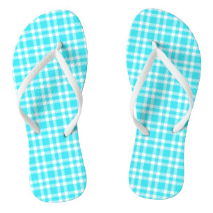 Blue White Plaid Pattern Jandals
