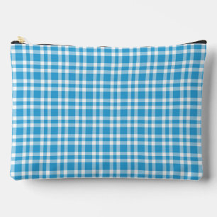 Blue White Plaid Pattern Large Accessory Pouch