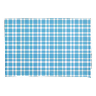 Blue White Plaid Pattern Pillowcase
