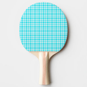 Blue White Plaid Pattern Ping Pong Paddle