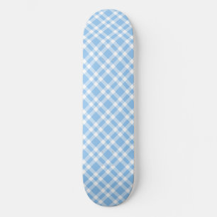 Blue White Plaid Pattern Skateboard
