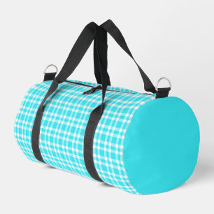 Blue White Plaid Pattern Small Duffle Bag