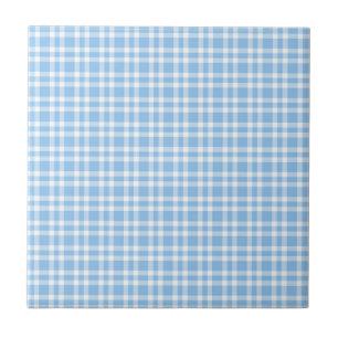 Blue White Plaid Pattern Tile