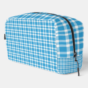 Blue White Plaid Pattern Toiletry Bag