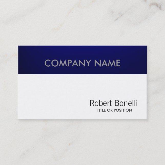 Blue White Plain Modern Business Card (Front)