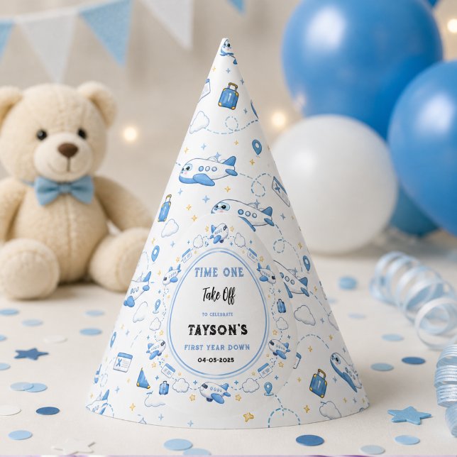 Blue White Plane 1st Birthday Time One Take Off Party Hat (Blue White Plane 1st Birthday Time One Take Off Party Hat
)