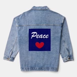 Blue & White Plus Heart Peace Denim Jacket