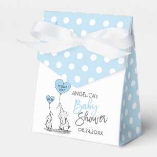 Blue White Polka Dot Elephant Boy Baby Shower Favour Box