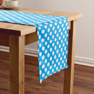 blue white polka dot pattern  short table runner