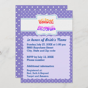 Blue & White Polka Dots Heart Text Bridal Shower Invitation