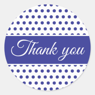 Blue white polka dots minimal classic round sticker