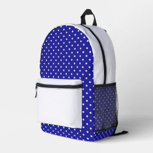 Blue White Polka Dots  Printed Backpack