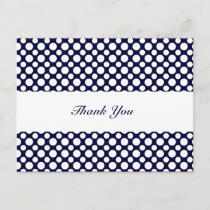 Blue White Polka-Dots Thank You Postcard