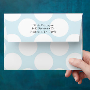 Blue & White Polkadot Return Address Modern  Envelope