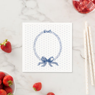 Blue White Polkadot Vintage Elegant Napkin