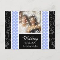 Blue White Polkadots Wedding Save The Date Photo A