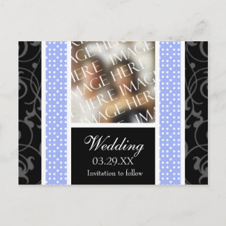 Blue White Polkadots Wedding Save The Date Photo A Announcement Postcard