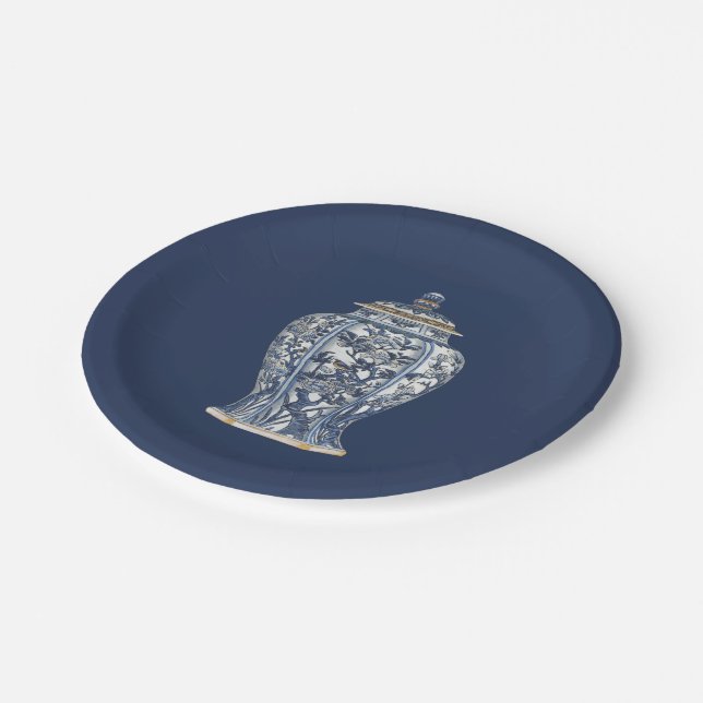 Blue & White Porcelain Vase by Vision Studio Paper Plate (Angled)