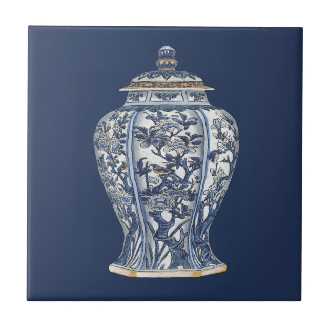Blue & White Porcelain Vase by Vision Studio Tile (Front)