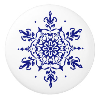 Blue & White Portuguese Azulejo Style Ceramic Knob