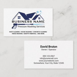 Blue White Pressure Washer House Cleaning Business Card
