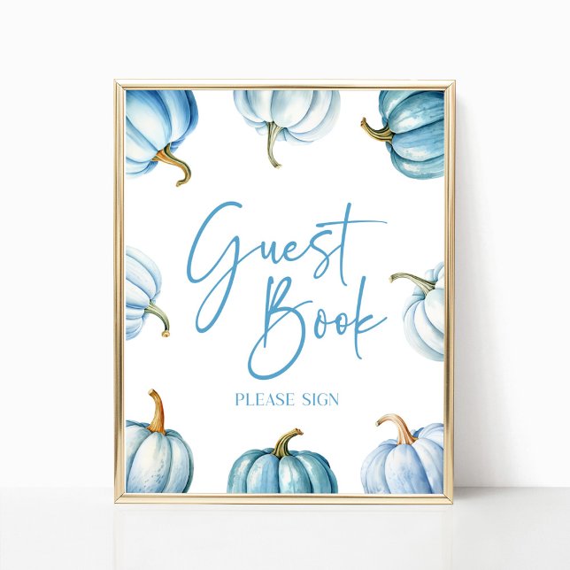 Blue White Pumpkin Fall Autumn Guest Book Sign (Creator Uploaded)
