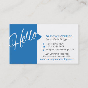 Blue white quote social media business card