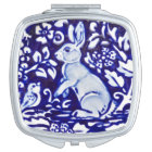 Blue & White Rabbit Bunny Bird Floral Ceramic Tile