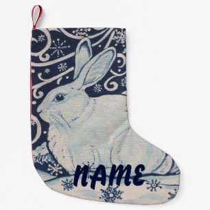 Blue & White Rabbit Christmas Stocking Personalise