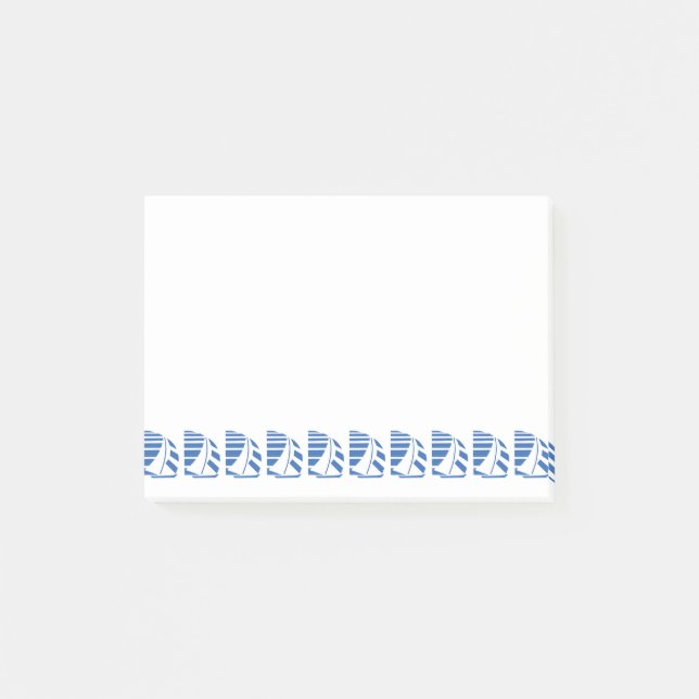 Blue White Racing Sailboats Sticky Notes (Front)