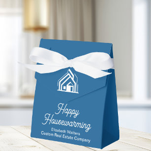Blue White Real Estate Happy Housewarming Custom Favour Box