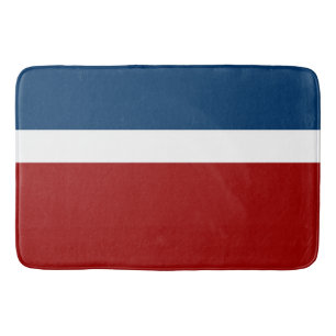 Blue White Red Colour Block Style Design Bath Mat