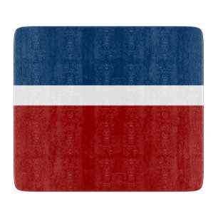 Blue White Red Colour Block Style Design Cutting Board