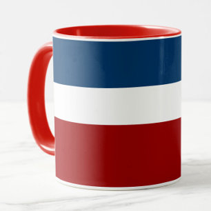 Blue White Red Colour Block Style Design Mug