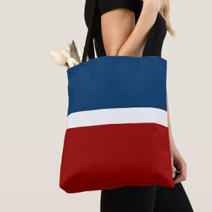 Blue White Red Colour Block Style Design  Tote Bag