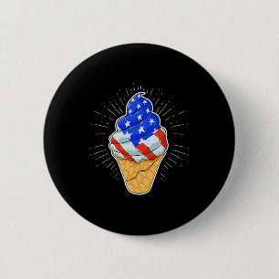 Blue White Red Ice Cream Cone 4th July Independenc 6 Cm Round Badge