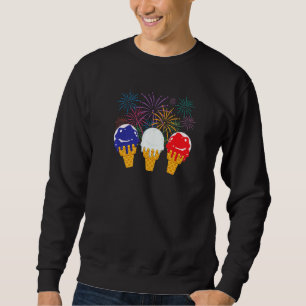 Blue White Red Ice Cream Cone Us Flag 4th Of July Sweatshirt